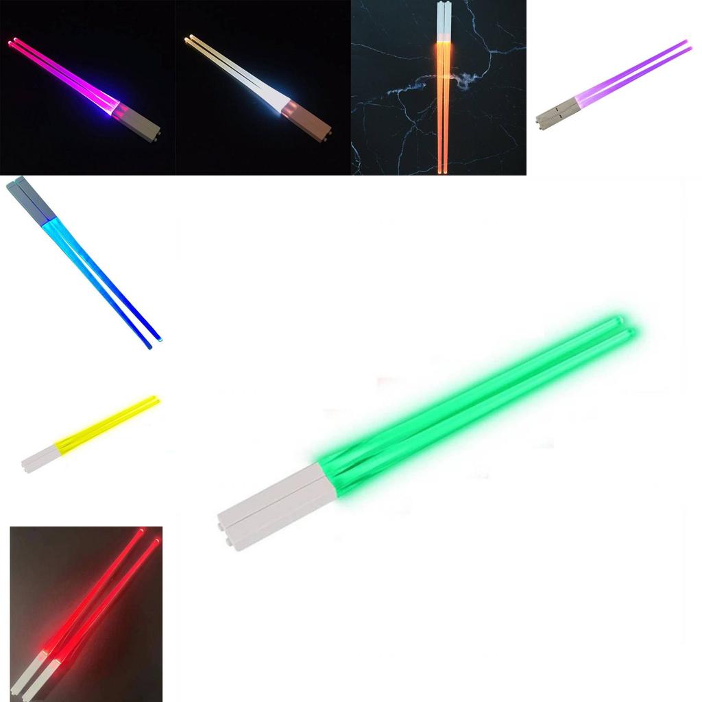 Reusable Light Saber Chopsticks With Bright Led Light For Night Ramen Enjoyment
