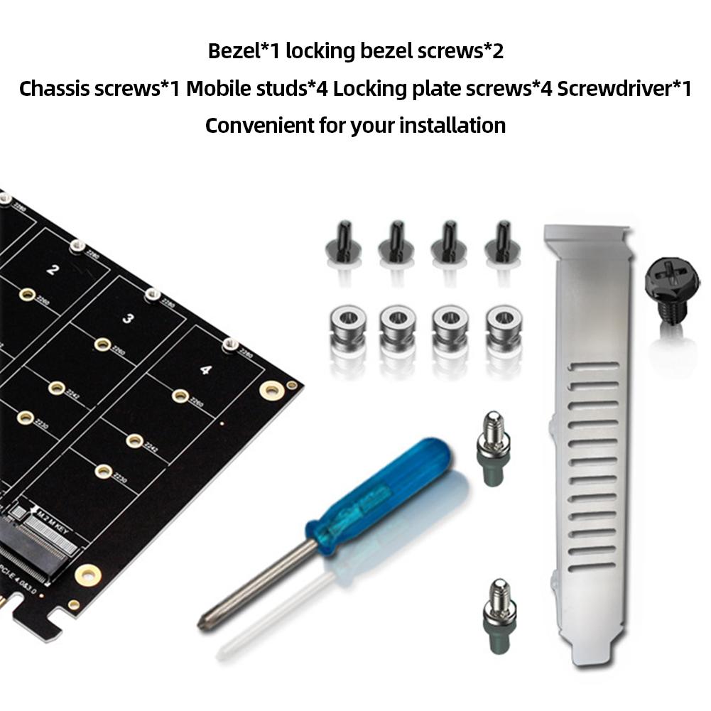 4 Port M.2 NVME SSD To PCIE X16 Adapter Converter Card 4x32Gbps PCIE RAID Support 2230/2260/2280 Host Controller Expansion Card