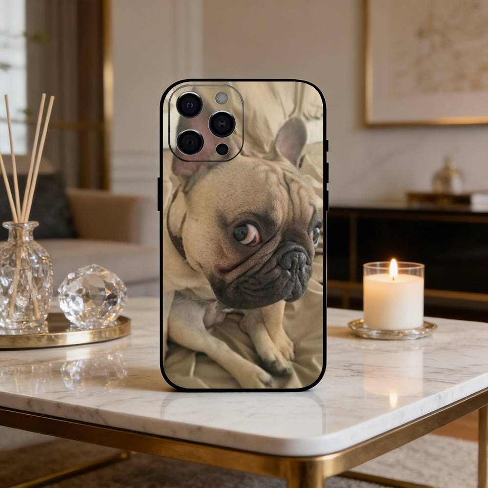 F-Frenchies Französische Bulldogge Hund Handyhülle Für iPhone17,16,15,14,13,12 Plus,Max Weiches Silikon Schwarze Hülle