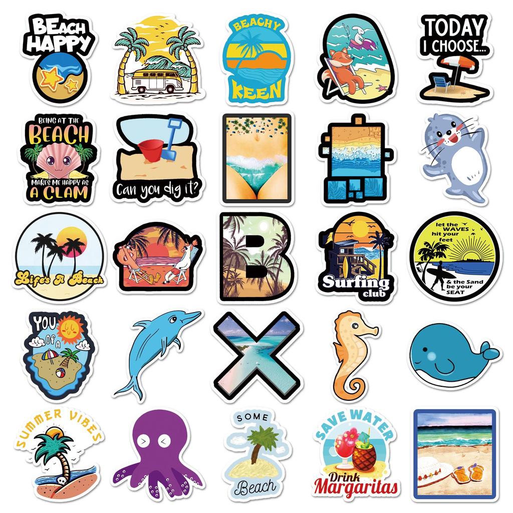 50 Ocean Series Animal Stickers: Cute, Waterproof for Decorating Cups, Journals, and Luggage