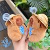 Cute Fishing Capybara Plush Keychain Creative Cartoon Stuffed Doll Keyring Bag Pendant Backpack Hanging Decoration Lovely Gifts