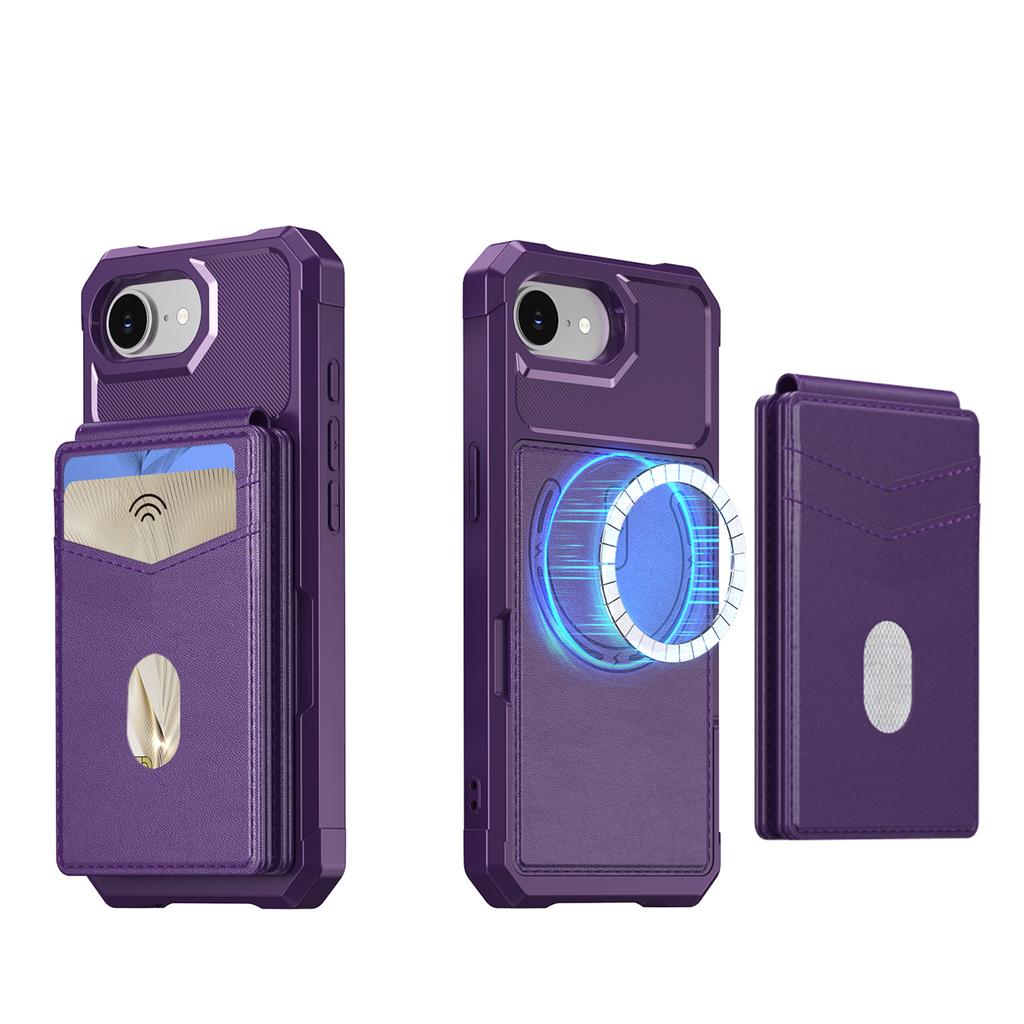 For Magsafe Wallet Card Holder Leather Case For iPhone 16E 16 Plus 15 14 13 12 11 Pro Max Magnetic Protection Stand Phone Cover