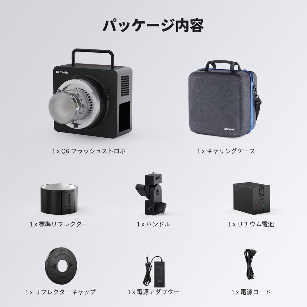 NEEWER Q6 600Ws TTL Flash App To Studio Monolight for Outdoor 30W LED Modeling 400 Full Power Bowens Mount 2.4G Strobe, Controlled, 3000mAh, 1/1 1/512