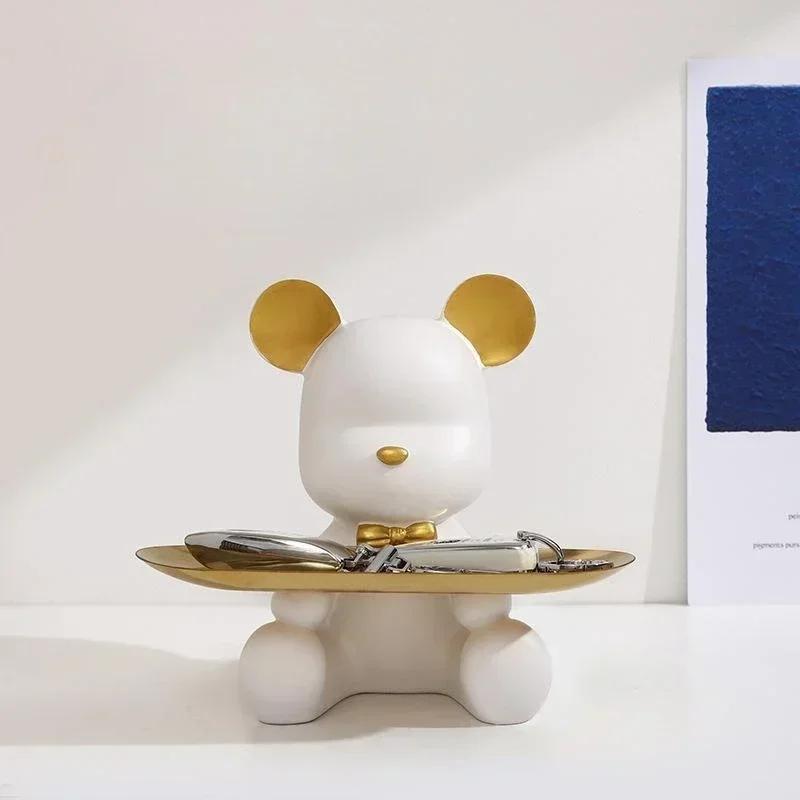 Aesthetic Bear Car Key Tray Violent Bear Storage Holder Mobile Phone Bracket Tray Support Bear Living Room Entryway Decoration