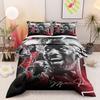 Classic Jordan Bulls Red Poster Red Duvet Cover with Pillowcases, Snug Bedding Set for All Seasons, Easy Care Duvet Cover Set