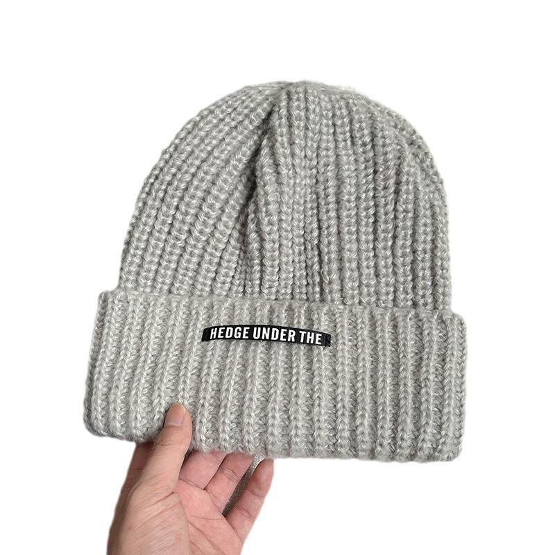 Autumn and Winter Woolen Hat Trendy Korean Warm Hat Women's Ear Protection Cold Hat Pullover Hat Solid Color Versatile Small Knitted Hat Showing Face
