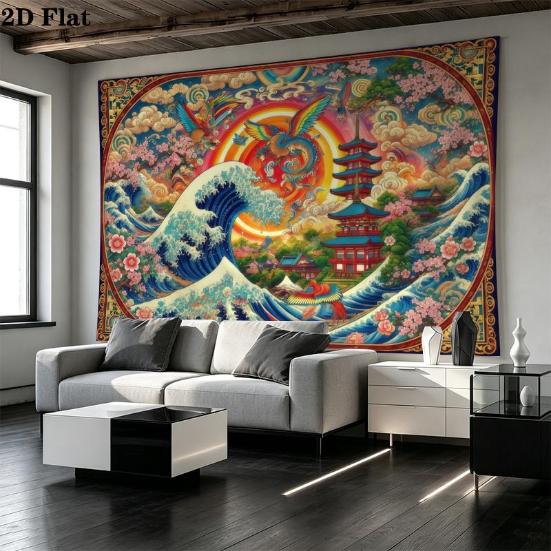 Japanese Style Art Wall Tapestry Aesthetic Wall Hanging Printed Fabric Blanket Decorative Tapestries for Bedroom Living Room Home Decor
