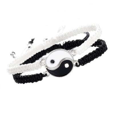 2 pezzi braccialetti per i migliori amici cordino regolabile filo Yin Yang braccialetto abbinato per Bff amicizia relazione fidanzato fidanzata regalo di San Valentino