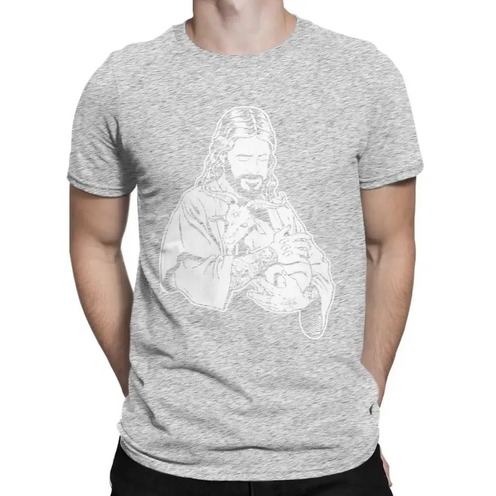 Jesus Loves Satan  Goat Atheist T-Shirt Men Humor Pure Cotton Tees Round Collar Short Sleeve T Shirts Gift Idea Clothes