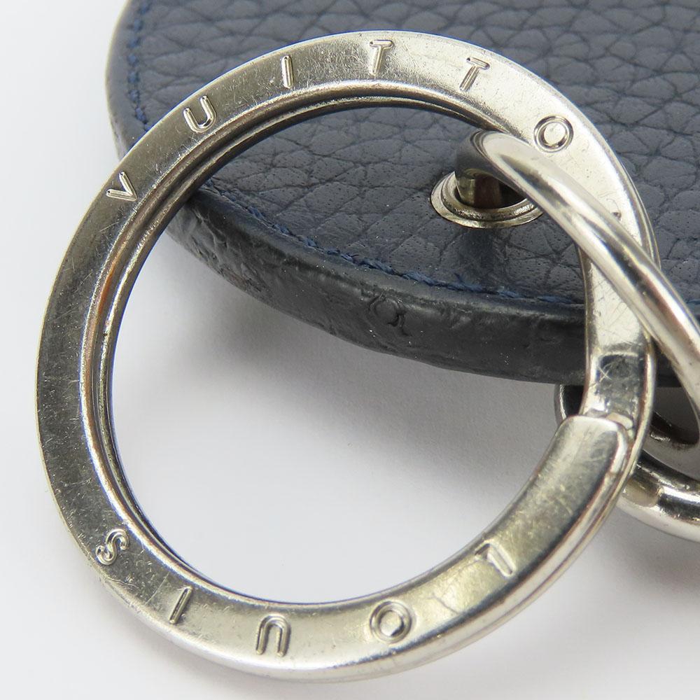 Used LOUIS VUITTON key ring Portocre MP2082 Taurillon Clemence Initials leather Navy white Accessory