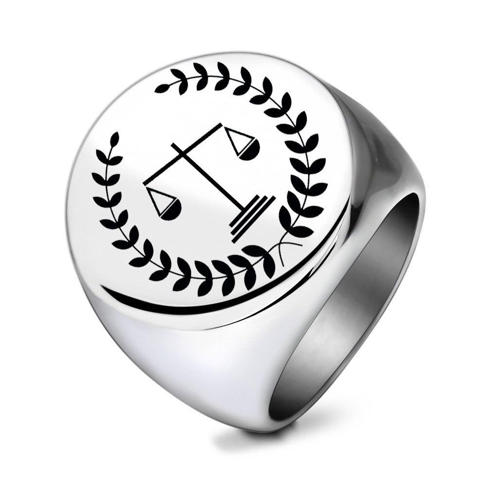 22MM Round Laser-Engraved Scales Branch Stainless Steel Retro Fashion Ring for Women Size 13