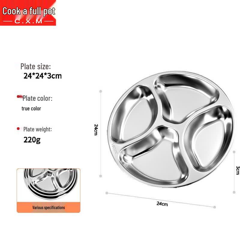 Chui Xiaoman 304 Stainless Steel Round Divided Meal Plate