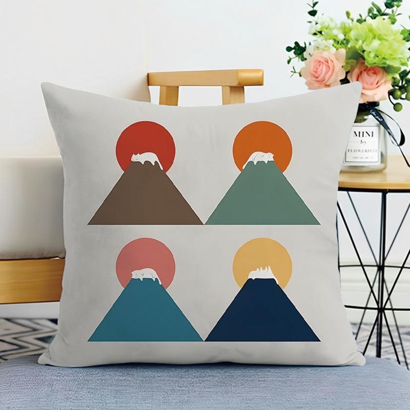 Simple Mountain Print Decorative Pillowcase Bedroom Living Room Square Cushion Pillowcase
