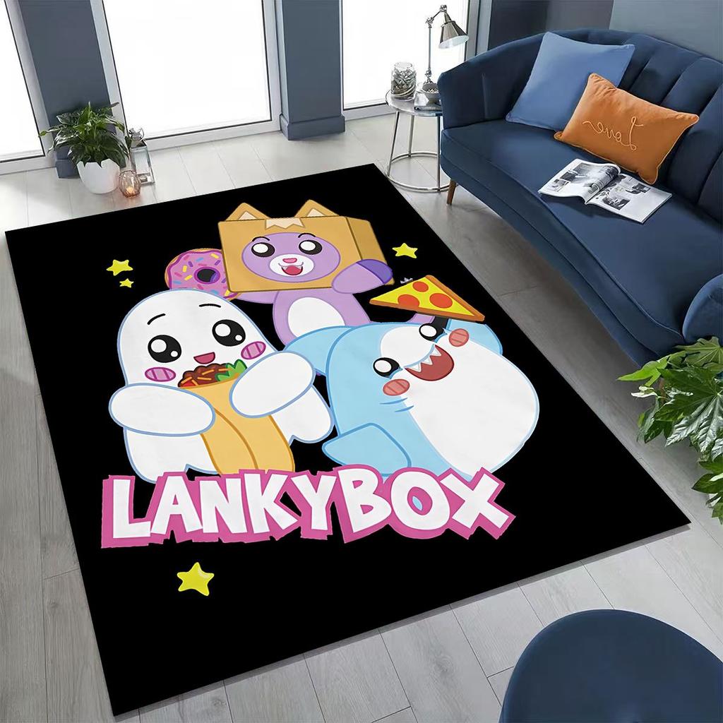 Tappeto Cartoon Lankybox Carino Foxy Boxy Rocky per Camera da Letto Soggiorno Divano Casa Zerbino Decorazione, Tappetino Pavimento Grande Antiscivolo per Bambini