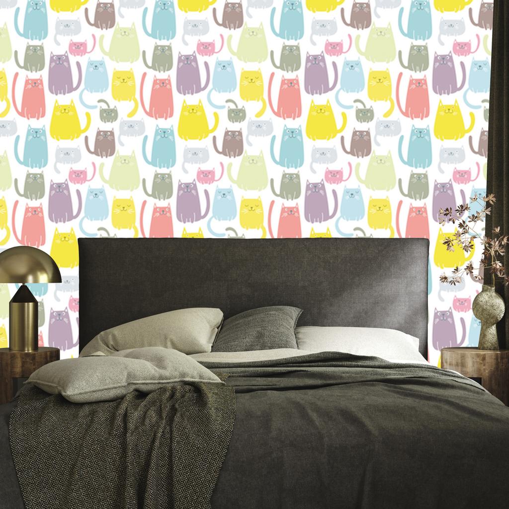 Colorful Cheerful Kittens Wallpaper for Living Room and Bedroom 50x1000