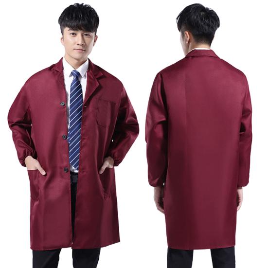 Staubdichte Herren-Laborkittel mit langen/kurzen Ärmeln, Knöpfen und Taschen, Arbeitskleidung für Herren