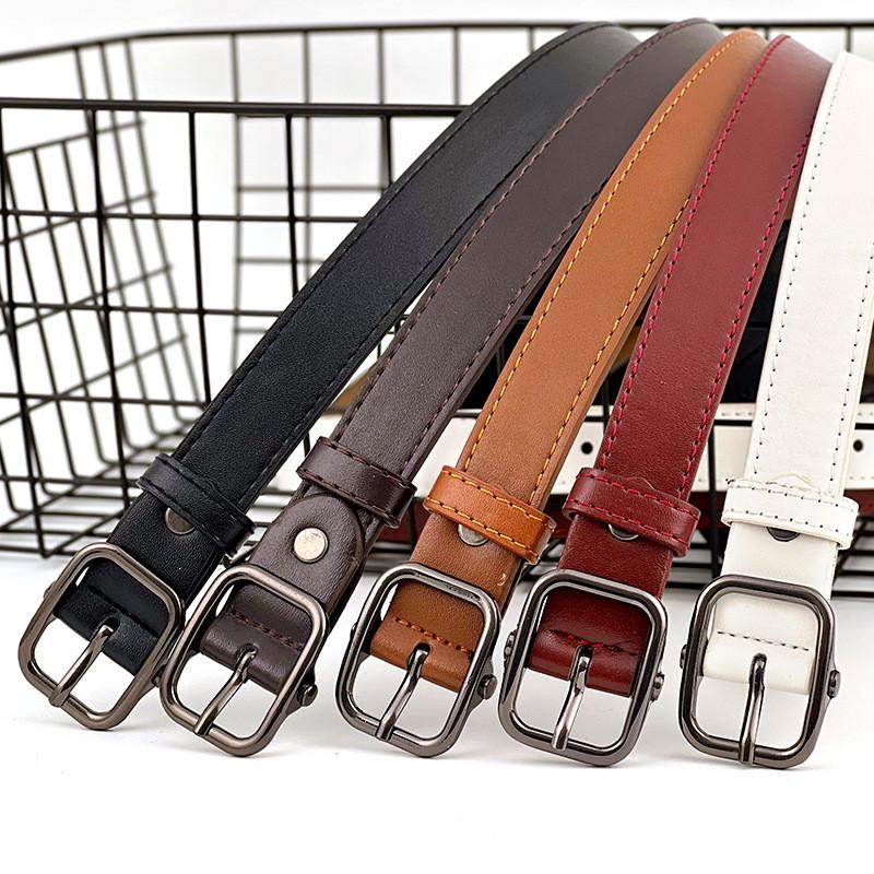 Minimalist Pu Leather Square Buckle Belt With Metal Pin Buckle For Daily Wear