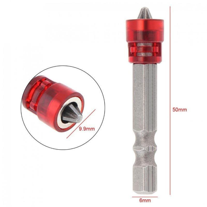 2pcs S2 Tool Steel Single Cross Screwdriver Bits with Magnetic Circles and Hex Shank for Power Drill