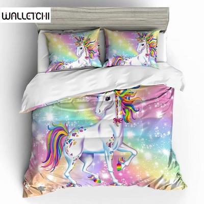 Star Cloud Rainbow Unicorn Bedding Set King Queen Double Full Twin Single Size Bed Linen Set