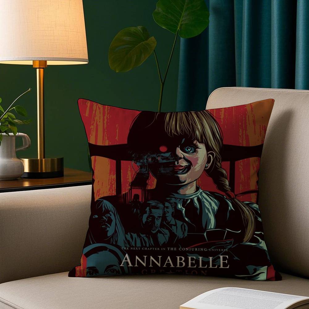Film Horror A-Annabelle Kissenbezug Plüschstoff Weicher Kissenbezug Doppelseitiger Druck Sofakissenbezug Überwurf