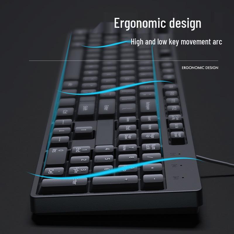 Xia Ke Silent Mechanical-Feel Wired Keyboard & Mouse Set for Desktop/Laptop Office Use