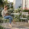 Outdoor Bistro Set Folding Patio Furniture Set with 2 Chairs Table for 2 People White and Green