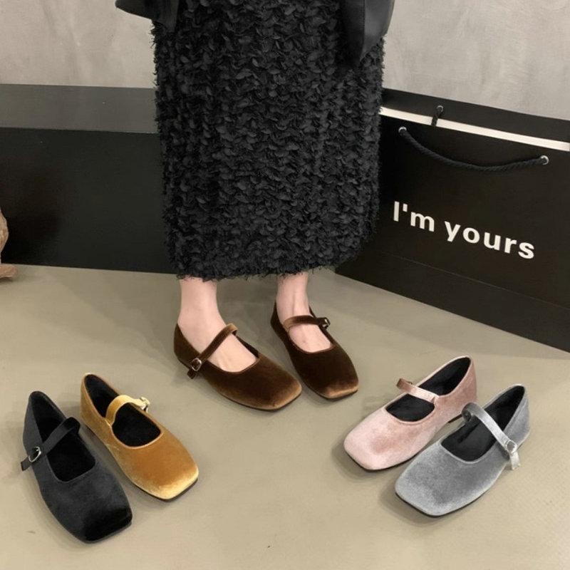 Fashion Flat Shoes for Women's Spring Autumn 2025 Suede Mary Jane Women's Shoes New Retro Solid Color Plus Size 42 43 44 loafers women