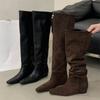 Fashion Eilyken Punk Style Over The Knee Boots Women's Wedges Low Heels Shoes Fashion Thigh High Long Botas Para Mujer