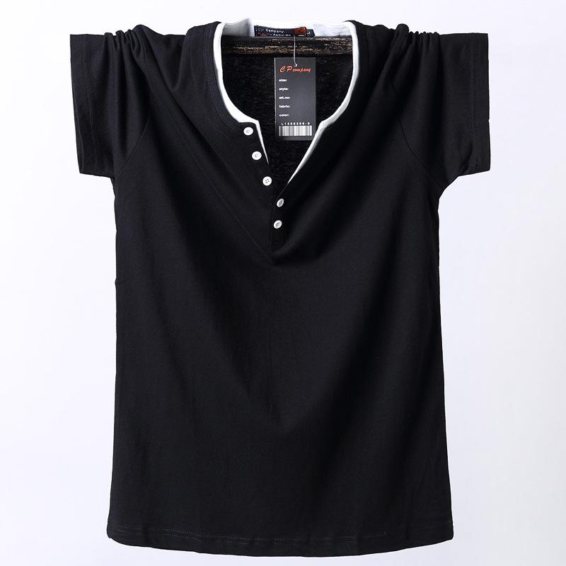 Men's 8XL Trendy V-Neck Short-Sleeve T-Shirt, Korean Style