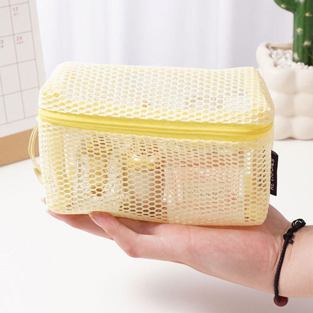 Casual Nylon Storage Pouch With Zipper Hand-held Cosmetic Bag Multipurpose Mesh Mesh Pouch Travel