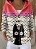 New V-neck button long-sleeved hooded sweater autumn and winter Christmas fashion personalized coat women
