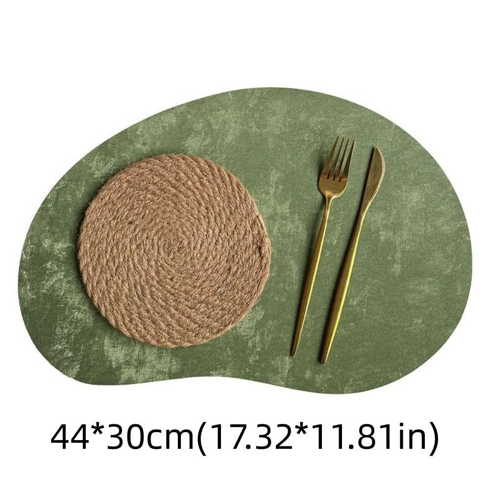Cashew Shaped Leather Placemat Nordic Thermal Heat Resistant Decorative Table Mat Double-sided Faux Velvet