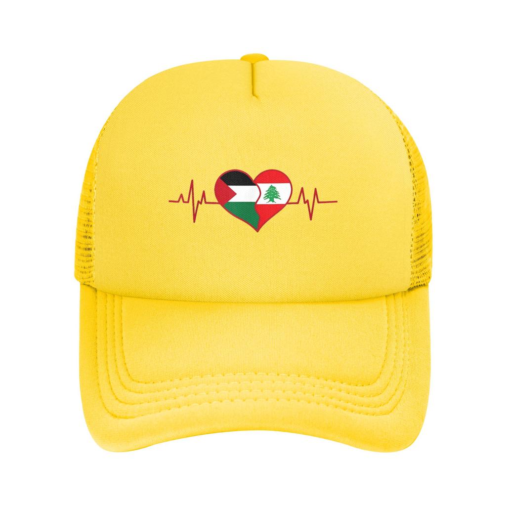 Lebanon Palestine Heartbeat Lebanese Palestinian Flag Casquette Women Unisex Outdoor Hats Adjustable Snapback Cap Baseball Caps