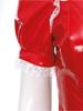 Women's French Maid Costume S-XXL - Hollow Out Lace Glossy PU Dress with Detachable Bow for Halloween Party