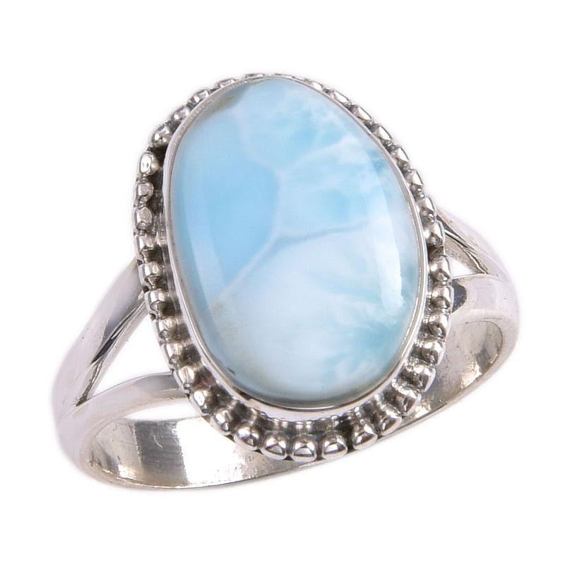 Natural Republic Larimar Gemstone 925 Solid Silver Jewelry Ring Size 5.5 A1e72