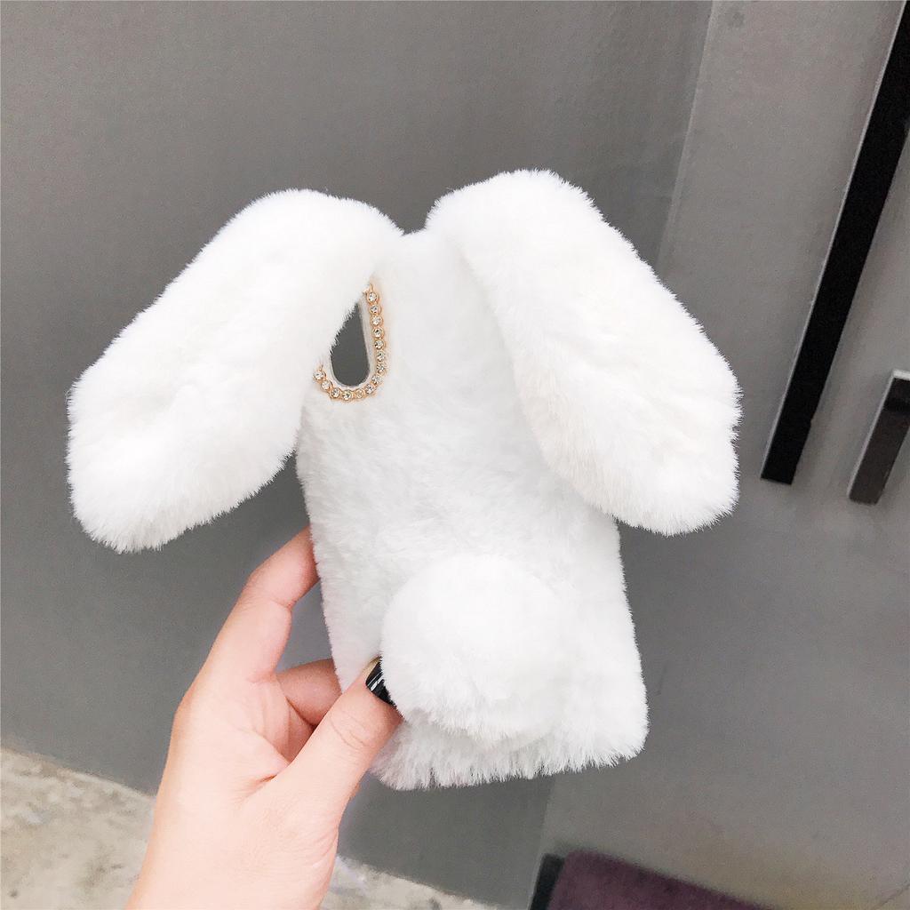 Winter New Luxury Diamod Camera Protector Case For OPPO Find X9 X9 Pro Reno 15 15 Pro Cute Plush Soft Skin Feel Rabbit Ear Cover