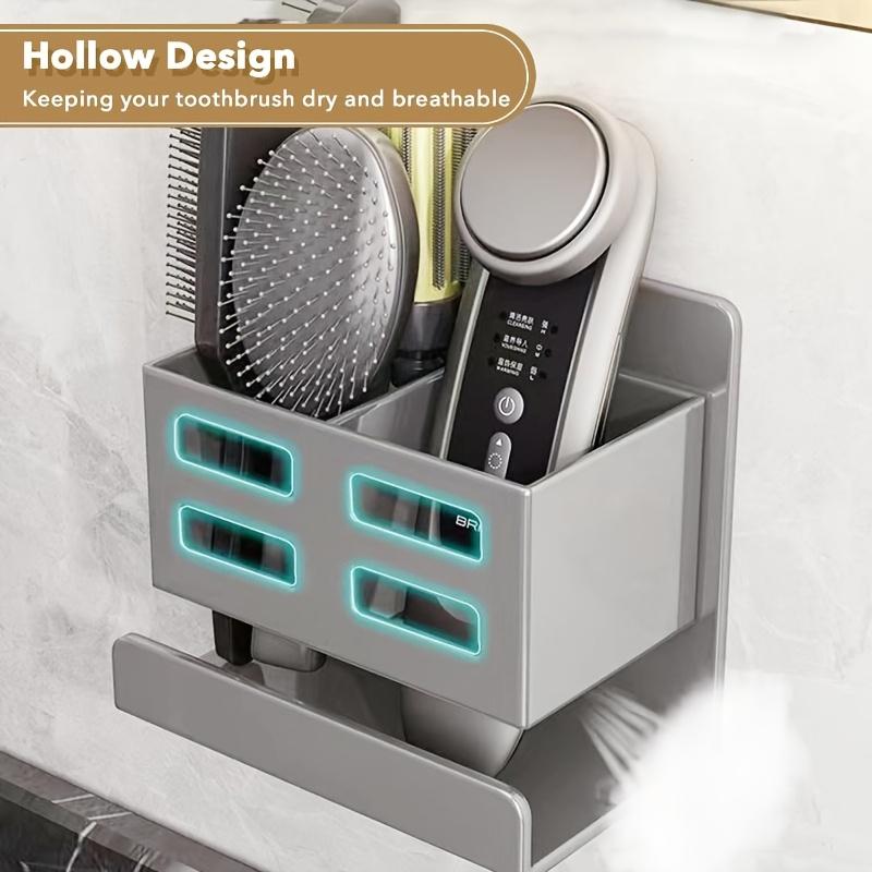 1pc No-Drill Bathroom Organizer - Duty Adhesive Mount Bathroom Shelf, Multi-Compartment Storage for Toothbrush, Razor, Comb, Toothpaste