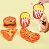 Interactive Pet Toys Thickened Oxford Cloth Bite Resistant Squeaky Dog Chew Toys with Sound Food Shapes Burger Pizza Popcorn for Teeth Cleaning Play