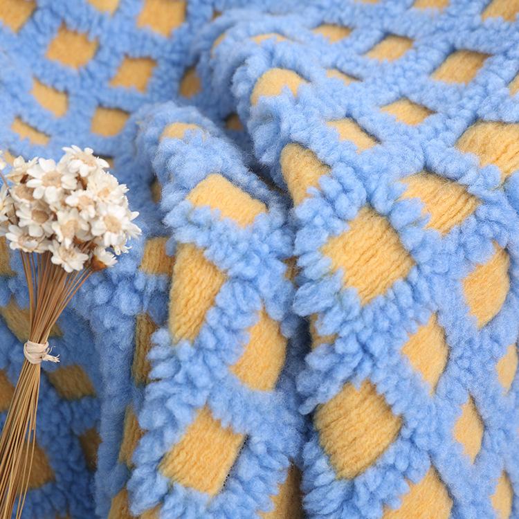 45x50 ס"מ ג'קארד 100% פוליאסטר בד פליז טלה חם לתפירת בטנת בגדים חומרים ליצירה בעבודת יד מעיל חורף תיק כובע