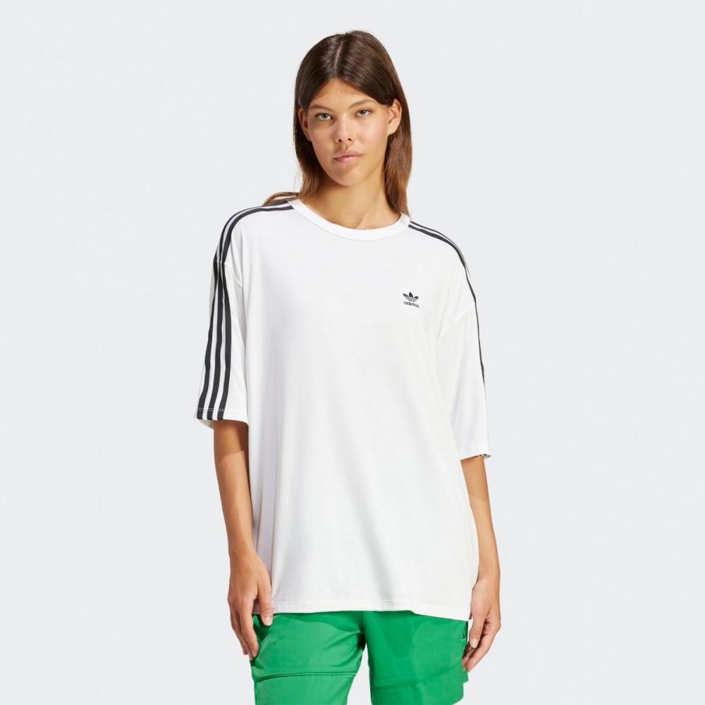 

Adidas Футболка свободного кроя с тремя полосками Ir8103 белая M