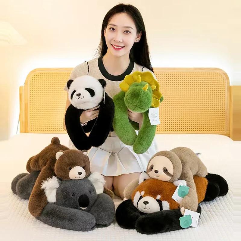 Pluszowy Panda ze obciążeniem 45 cm z bardzo długimi ramionami Miękki, przytulny plusz obciążeniowy do relaksu Urocza lalka na łóżku