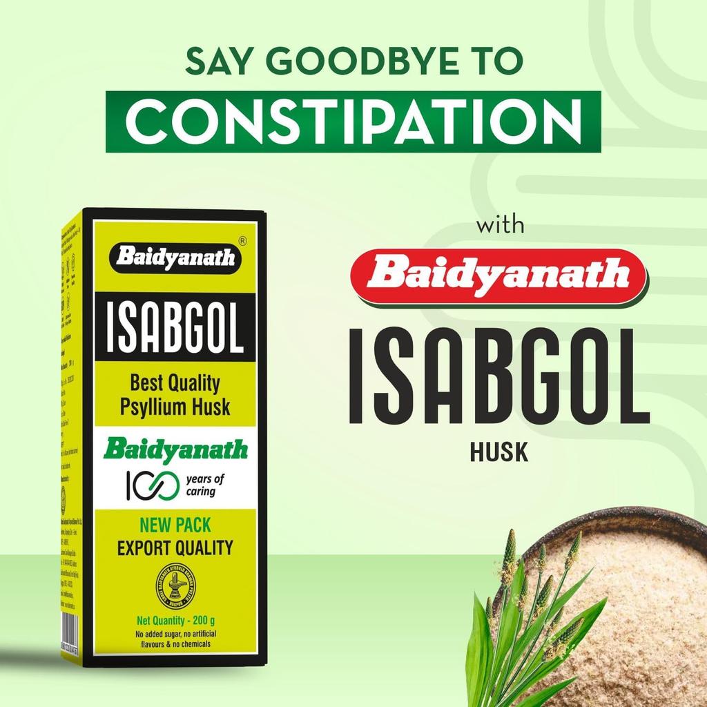 Baidyanath Isabgol Psyllium Husk Powder 200G Pack Of 1 | Natural Fibre Supplement For Healthy Digestion
