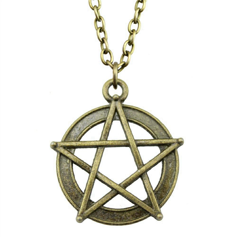 Pentagram keltisk knut hänge stjärna Halsband måne sol Smycken Amulett hantverk 45 cm eller 70 cm lång kedja