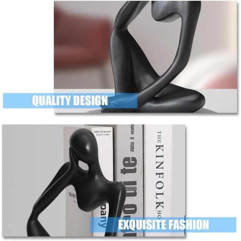 Decorations for Home Living Room Office Mini Thinker Sculpture Ornaments Resin Black Modern Abstract Sculptures Desktop