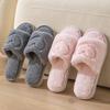 Unisex Cross-Border Furry Open-Toe Cotton Slippers - Single Strap, Indoor/Outdoor, All-Season.