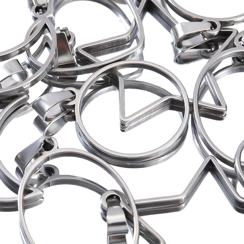 5pcs Hollow Stainless Steel Star Moon Frames Blank Bezel DIY Earrings Geometric Heart Pendant Base Charm Necklace Jewelry Making