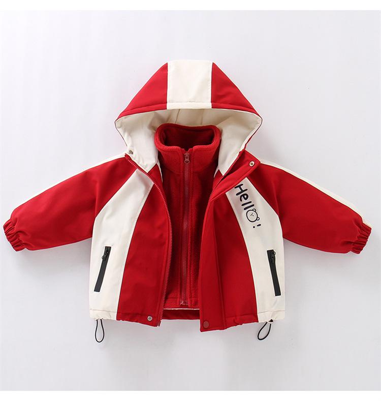 Colorblock Dreiteiliges Jungen-Kapuzen-Skijacken-Set für Kleinkinder und kleine Kinder - Gefüttert und vielseitig für Herbst und Winter