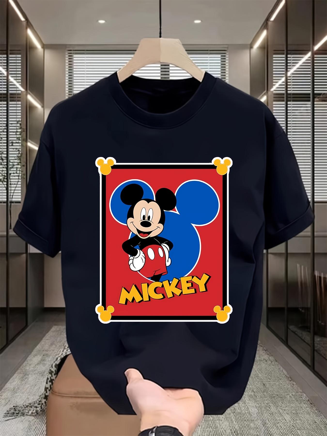 Casual Black T-shirt with Mickey Mouse Print - Mickey Text Design S