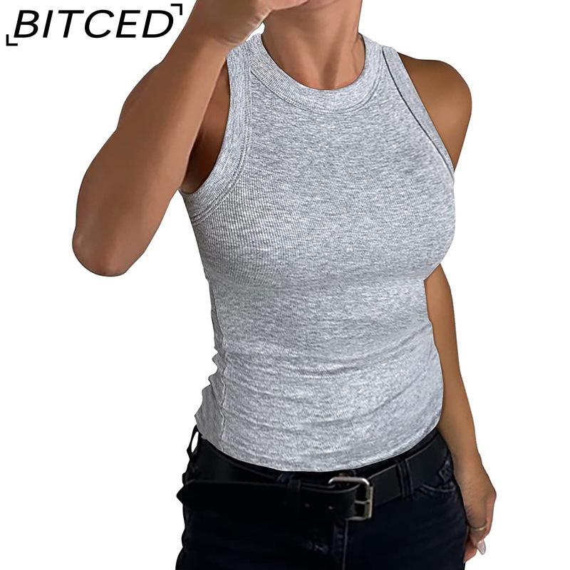 BITCED Women's Summer Solid-Colour Sleeveless Fitted Top