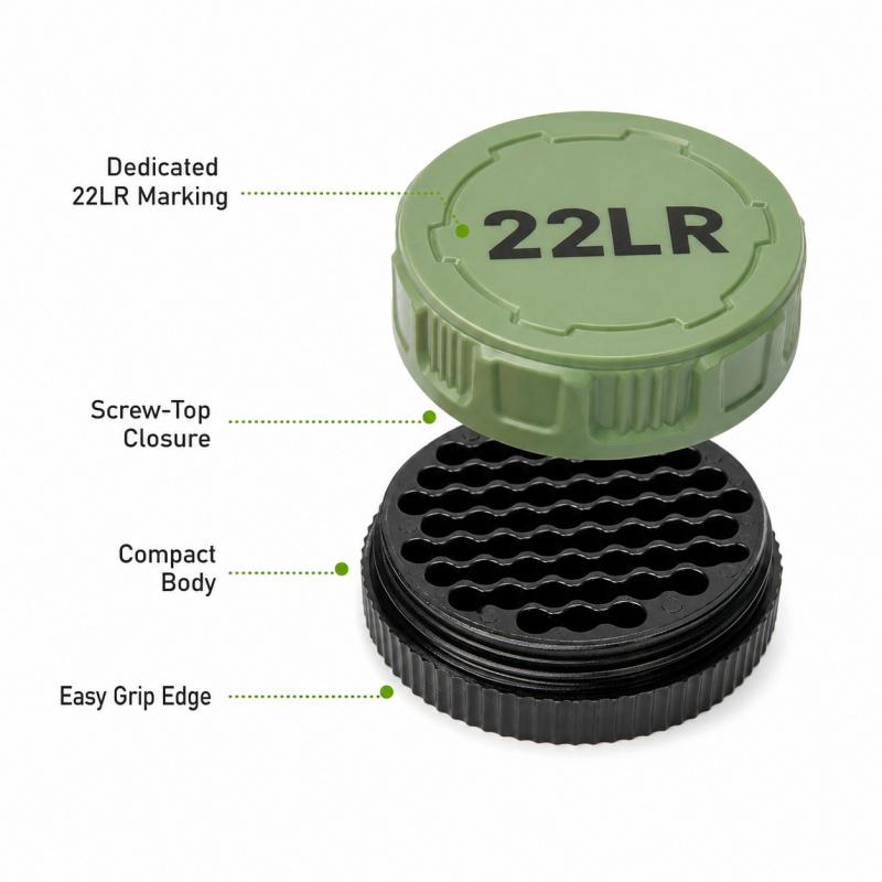 22LR Round Storage Box 50-Round Pocket Case With Screw Lid Durable Mini Organizer For Small Caliber Rounds